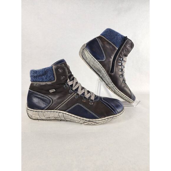 Remonte Tex Navy Blue Brown Water Resistant Lined Ankle Boot EU42 US10 - Picture 2 of 14